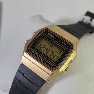 Casio F-91W Golden Digital Watch with Black Strap
